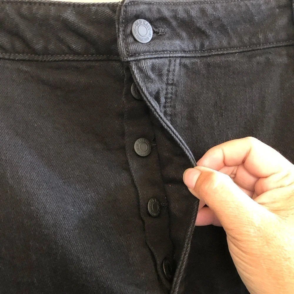 Old Navy High-Waisted Secret Smooth Pockets Button-Fly Frayed-Hem Jean Skirt 26